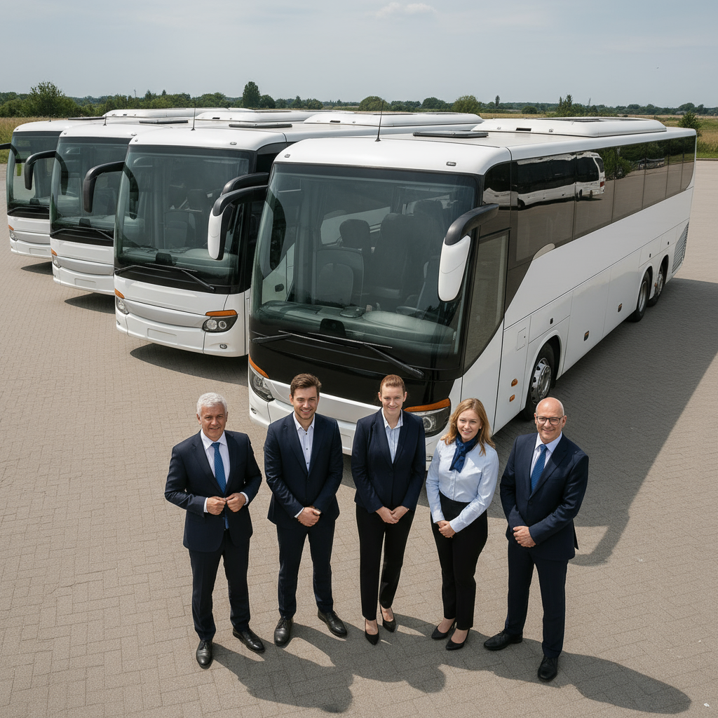Modern coach service traveling through Russian landscapes - Russia Bus Rental fleet